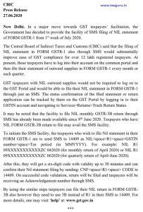 NIL Form GSTR-1 filing via SMS from 1st week of July 2020