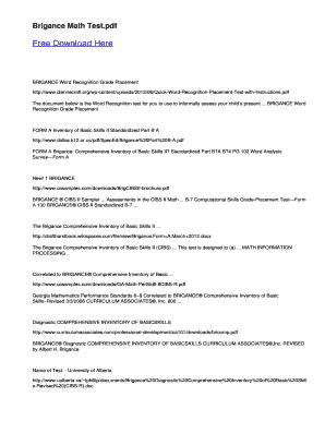 Brigance Math Assessment Pdf - Fill Online, Printable, Fillable, Blank ...