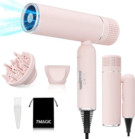 7MAGIC Travel Ionic Hair Dryer, Lightweight Foldable Blow Dryer with ...