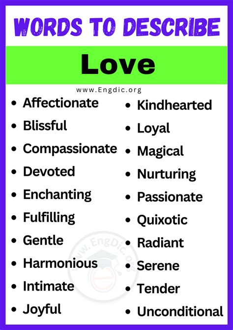 20+ Best Words to Describe Love, Adjectives for Love - EngDic
