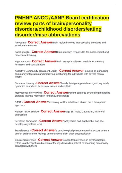 PMHNP ANCC /AANP Board certification review/ parts of brain/personality disorders/childhood ...
