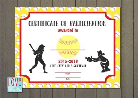 Free Printable Softball Certificate Template Free