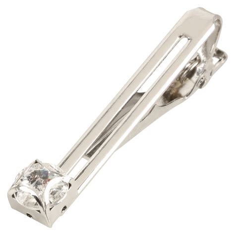 Buy TRIPIN Silver TIE PIN Clip TACK TIEPIN for Men with Diamond Crystal ...
