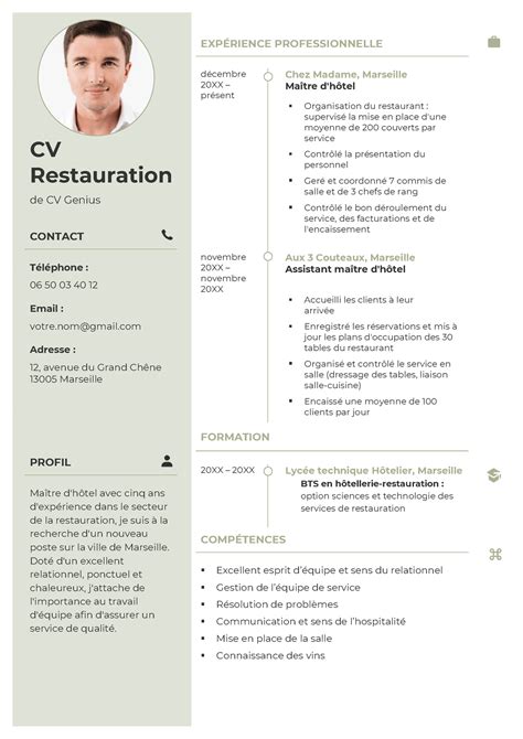 Exemples de CV restauration et conseils