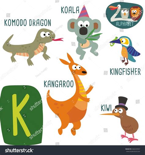 Cute Zoo Alphabet Vector K Letter Stock Vector 360243557 - Shutterstock