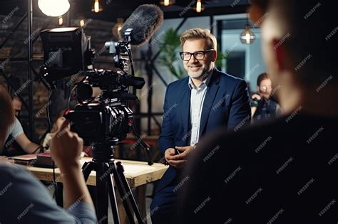 Premium Photo | Confident Male Professional Being Interviewed on Camera