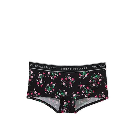 Buy Victoria's Secret Cotton Logo Cotton Boyshort Panty - Black Online