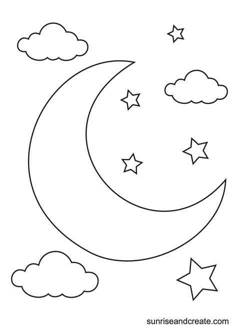 Free Printable Moon Templates (Crescent & Full Moons) | Moon coloring ...