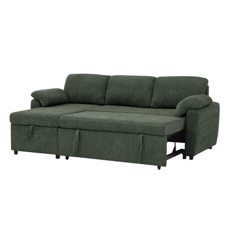 Buy Pintos 3 Seater Pull Out Cum Bed Fabric Sofa - Fern Green | Febonic ...