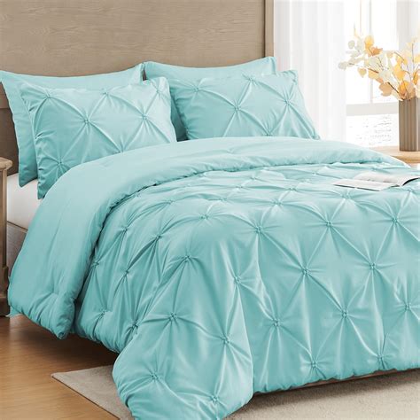 Amazon.com: UNIKOME King Comforter Set Light Blue - 3 Pieces Soft ...