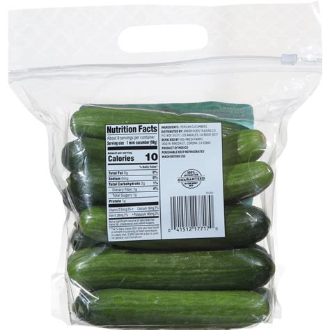 Mini Cucumber Nutrition Facts - Printable Nutrition Facts
