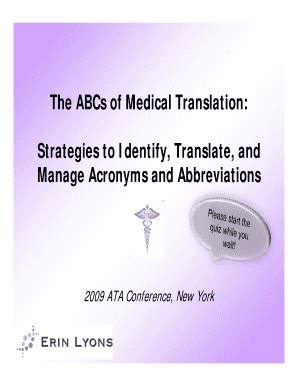 Fillable Online The ABCs of Medical Translation: Strategies to Identify ...