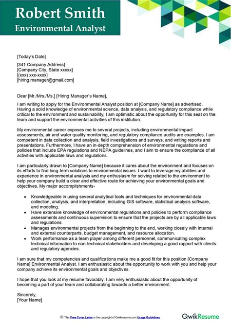 Environmental Science Cover Letter Examples 的图像结果