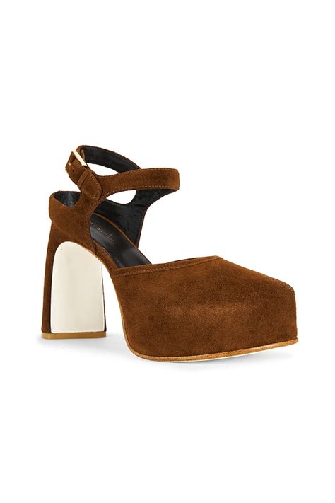 Tory Burch Peep Toe Platform Heel in Cognac Brown | REVOLVE