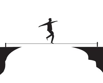 Businessman walking on rope. risk challenge in business concept ...
