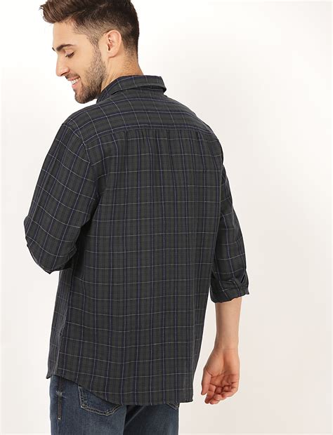 Buy Linen Mix Checked Spread Collar Shirt at Marks & Spencer