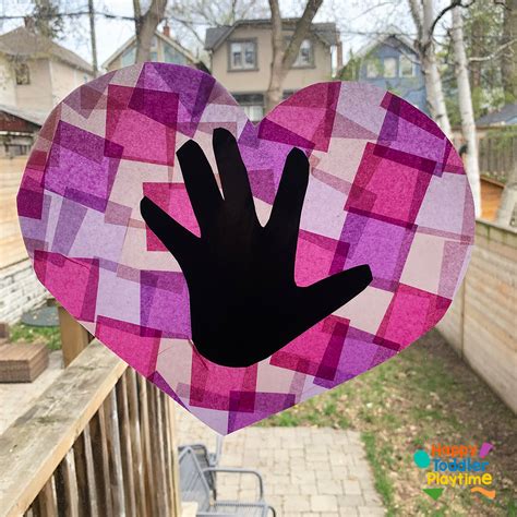 Handprint Heart Suncatcher Craft - Happy Toddler Playtime