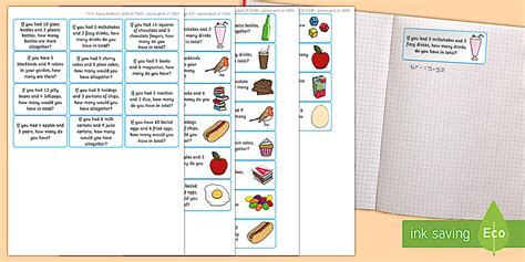👉 Addition Word Problem Maths Challenge Sticky Labels
