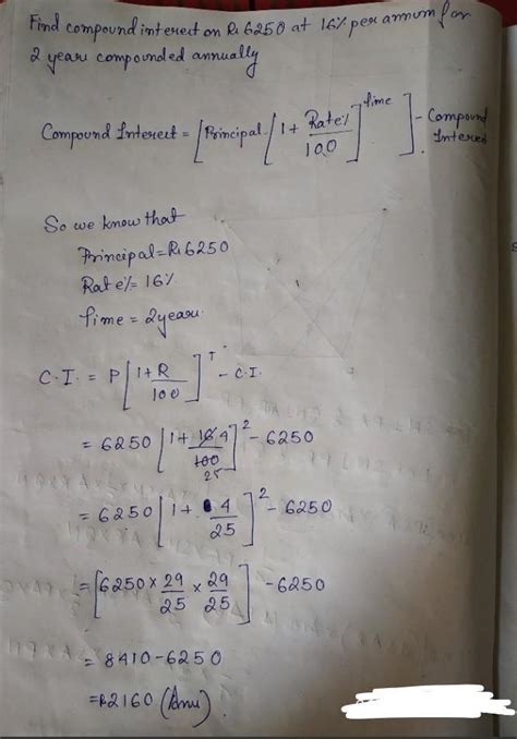 2. Find the compound interest for the following where the interest is ...