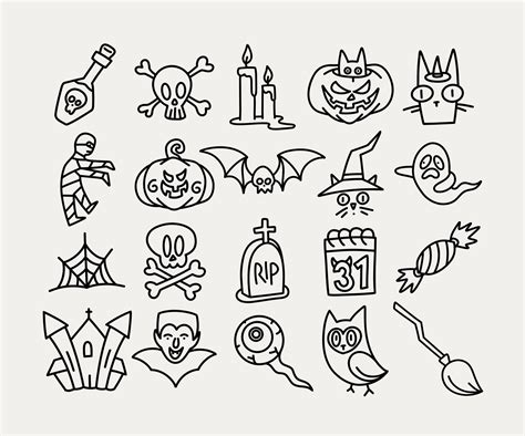 Simple Halloween Doodle Icons 47582910 Vector Art at Vecteezy
