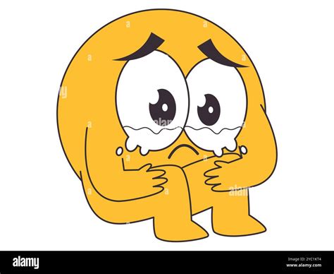 Crying sad unhappy emoji yellow emoticon character facial expression ...
