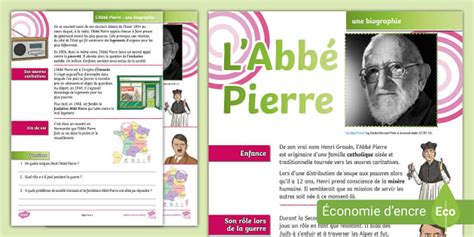 L'Abbé Pierre - une biographie (teacher made) - Twinkl