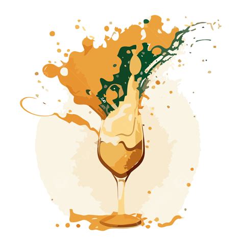 Champagne Popping Vector, Sticker Clipart Orange Wine Splashed Upon A ...