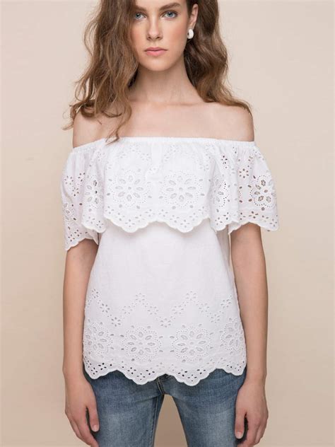 White Schiffli Top