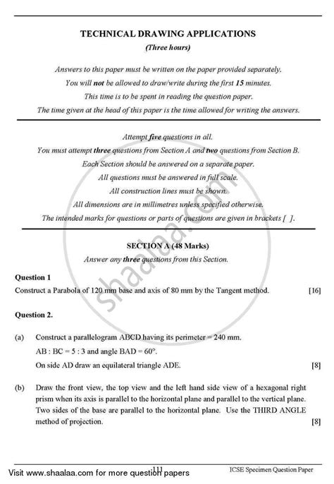 Technical Drawing Applications 2012-2013 (English Medium) ICSE Class 10 ...
