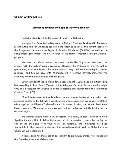 Image result for Example of a Column Article