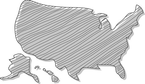 Hand drawn map of the United States of America. USA map sketch. US map ...