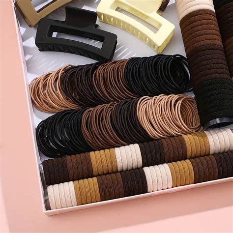 [ 262-PCS Combo of Elastic Hair Ties Set ] 262-PCS Elastic Brown Hair ...