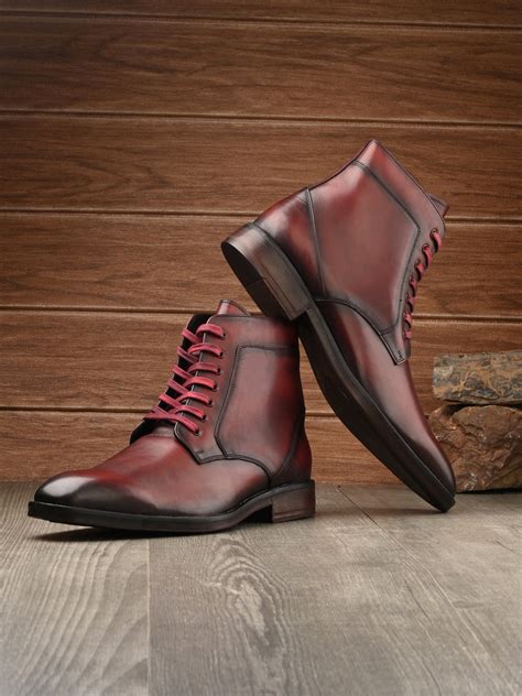 Hitz Men's Red Leather Lace-up Ankle Boot Shoes – Hitz Shoes Online