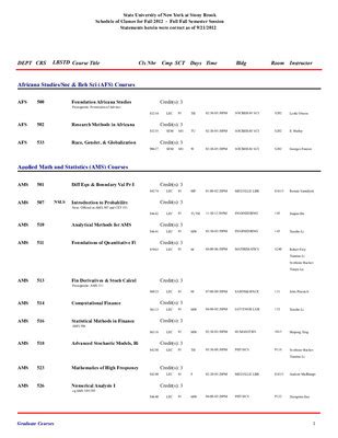 Calendars | Curricula | Stony Brook University