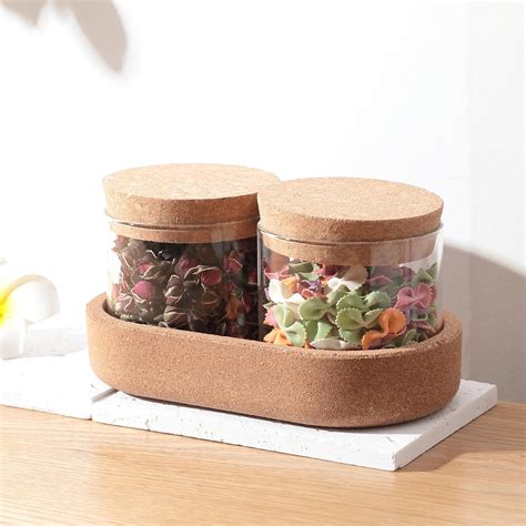 UMAI Borosilicate Jars With Cork Lids And A Cork Tray For Kitchen ...