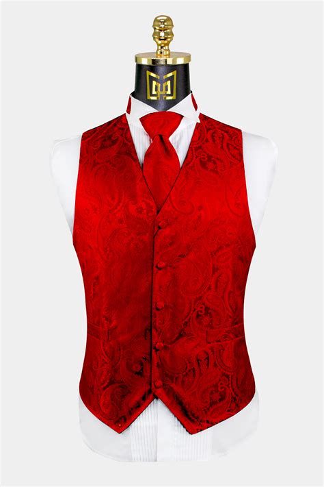 Red Paisley Vest and Tie Set | Gentleman's Guru