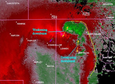 Radar Examination of Downburst Near Tea, South Dakota - August 18, 2006