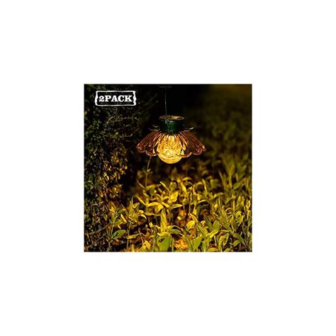 XUWEN 2 Pack Solar Outdoor Lights Amber Crackle | Ubuy India