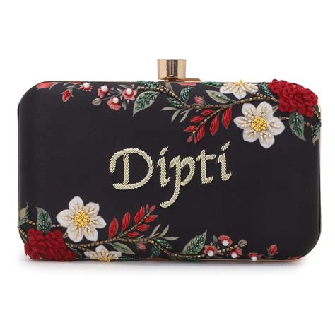 Customised Embroidery Name Highlight Party Clutch – Indiaztrend