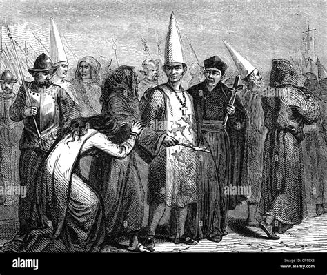 judiciary, inquisition, convicted heretic on the way to funeral pile ...