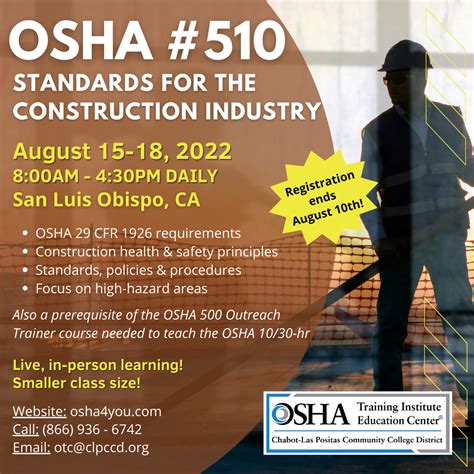 August Safety and Sun! Attend OSHA #510 on California's Central Coast!