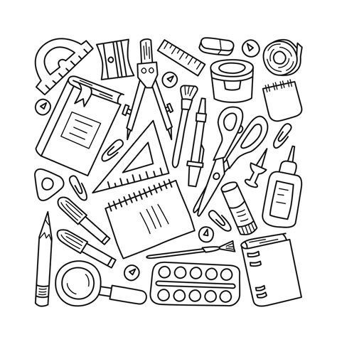 Picture of School Stationery Coloring Pages 的图像结果