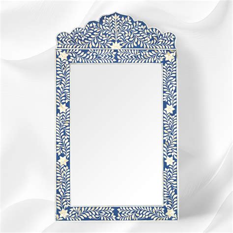 Bone Inlay Crested Mirror Blue – Luxury Handicrafts