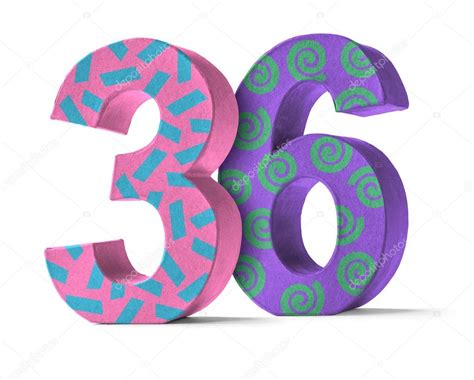 Colorful Paper Mache Number on a white background - Number 36 Stock ...