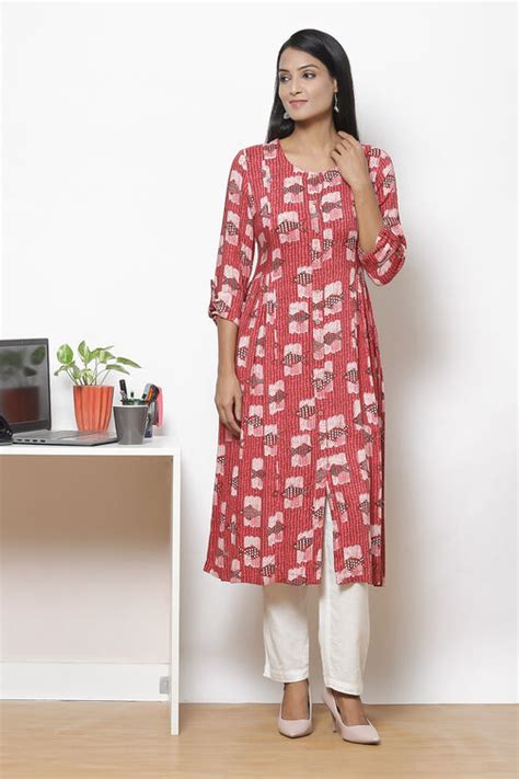 Maroon LIVA A-Line Fusion Dress at Biba India