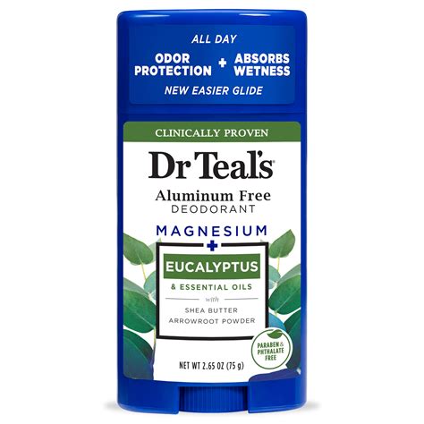 Dr Teal's Aluminum-Free Deodorant with Eucalyptus, 2.65 oz for Natural ...