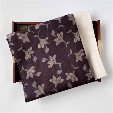 Coffee Brown Digital Printed Tussar Silk Unstitched Kurta Pyjama Set ...