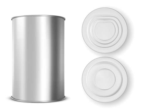 Metal tin can for food front, top and bottom view | Free Vector