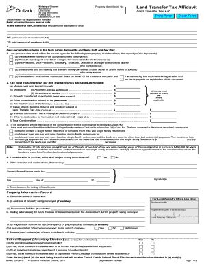 Ontario Land Transfer Tax Affidavit - Blank Fillable Template | Fill ...