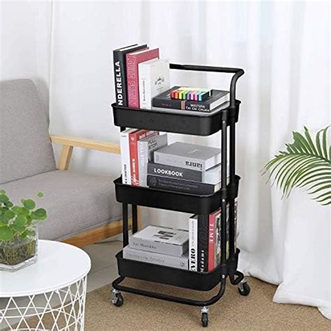 Buy MY HEART 3-Tier Kitchen Storage Trolley Rack with Caster Wheels ...